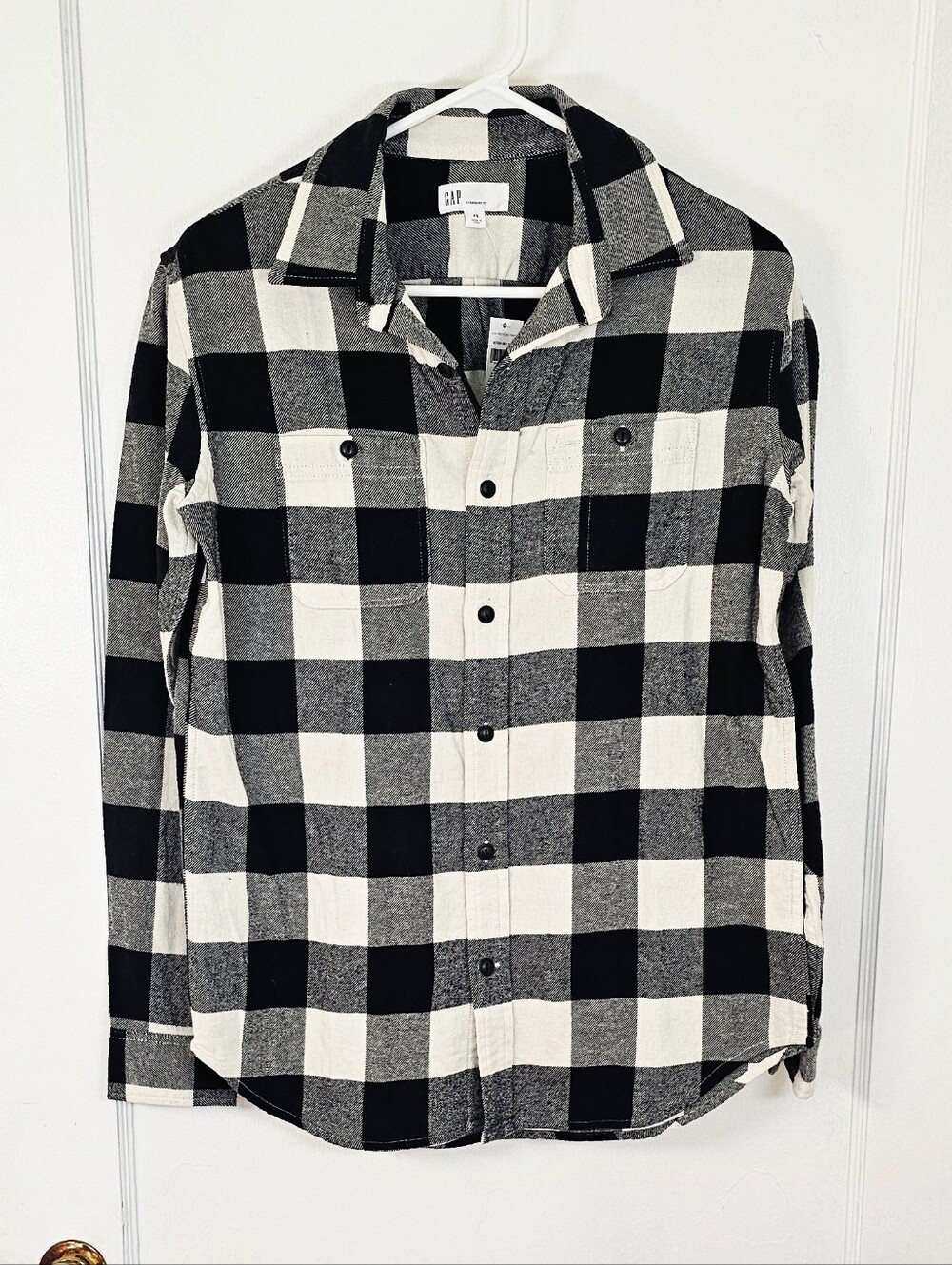 GAP Black, White & Grey Plaid Button-Down Shirt